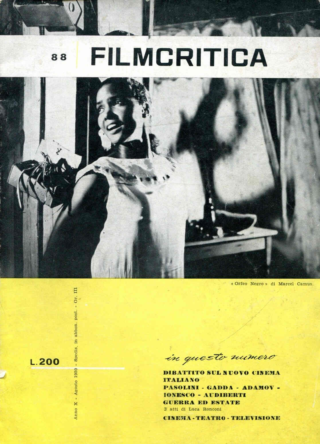 FILMCRITICA magazine side cover Issue 88 August 1959
