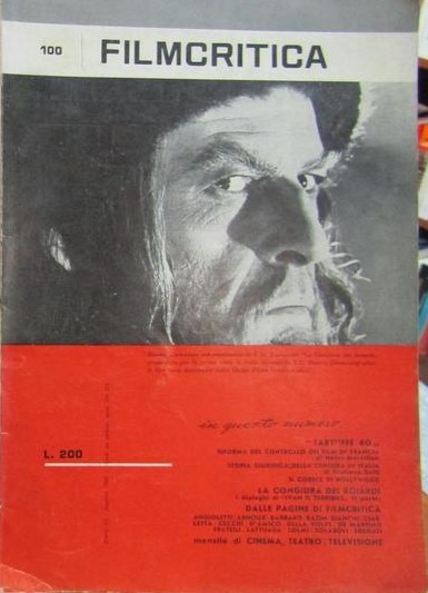FILMCRITICA magazine side cover Issue 100  August 1960