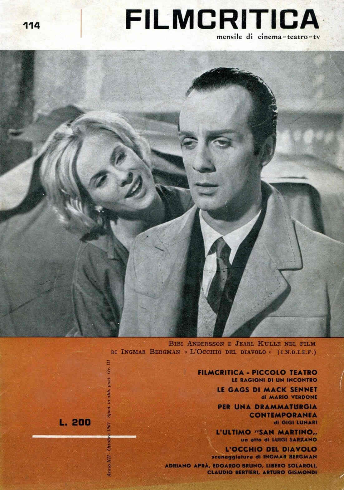 FILMCRITICA magazine side cover Issue 114 October 1961