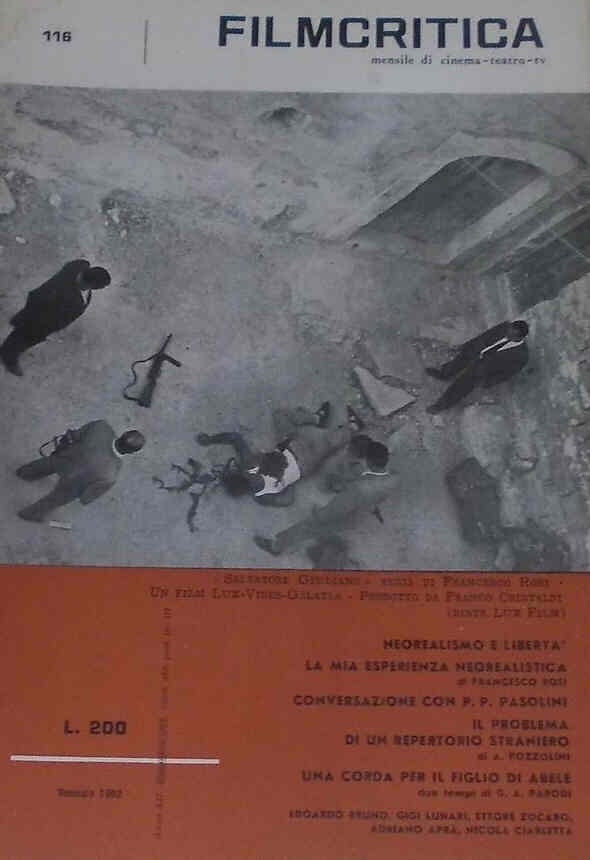 FILMCRITICA magazine side cover Issue 116 January 1962