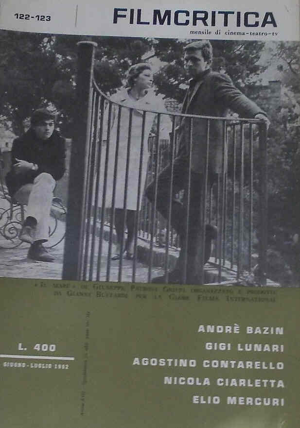 FILMCRITICA magazine side cover Issue 122/123 June/July 1962