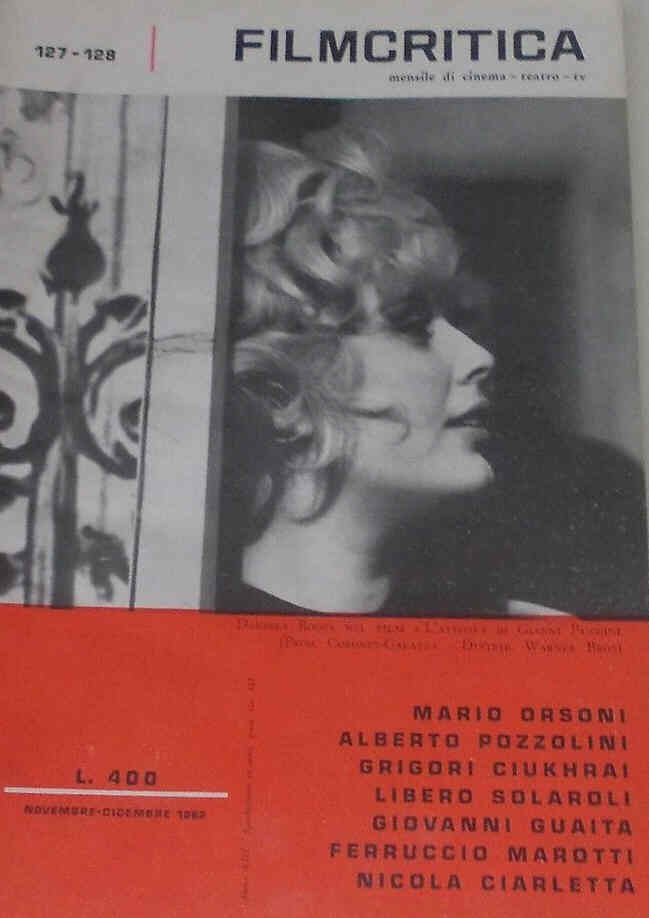 FILMCRITICA magazine side cover Issue 127/128  1962