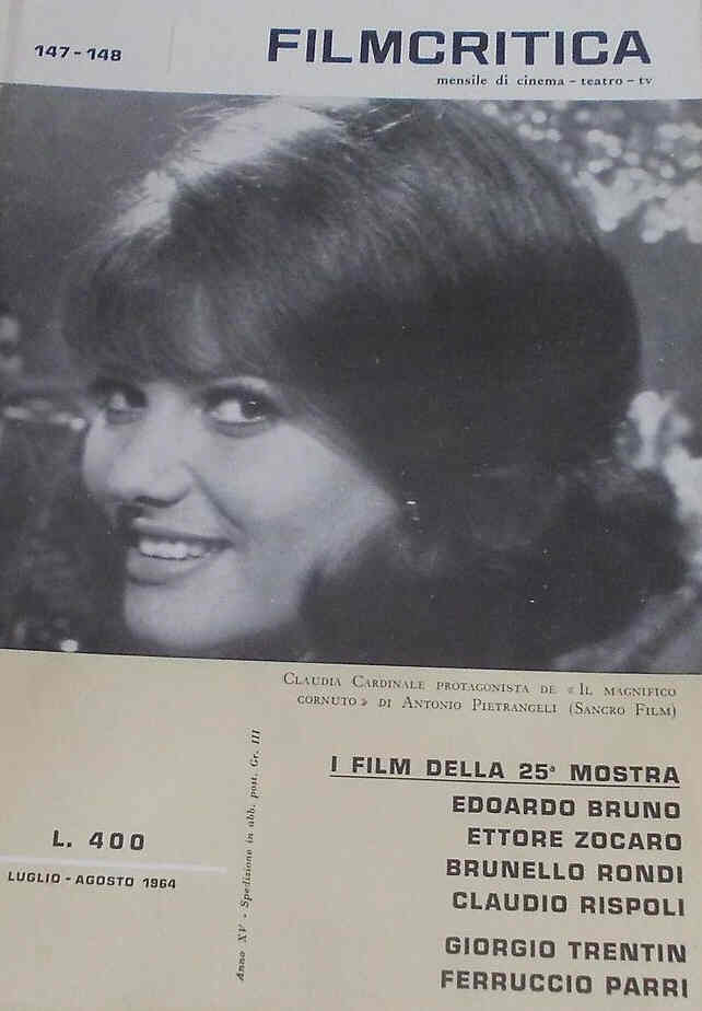 FILMCRITICA magazine side cover Issue 147/148 July/August 1964
