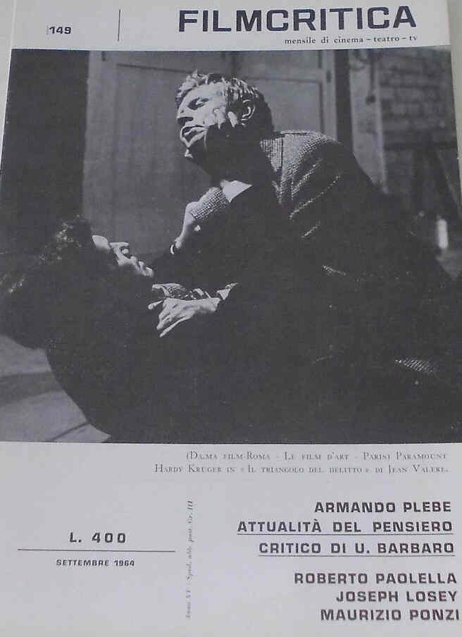 FILMCRITICA magazine side cover Issue 149 September 1964