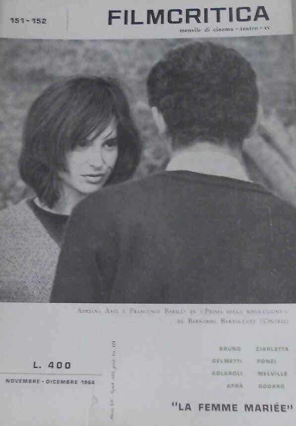 FILMCRITICA magazine side cover Issue 151/152 November/December 1964