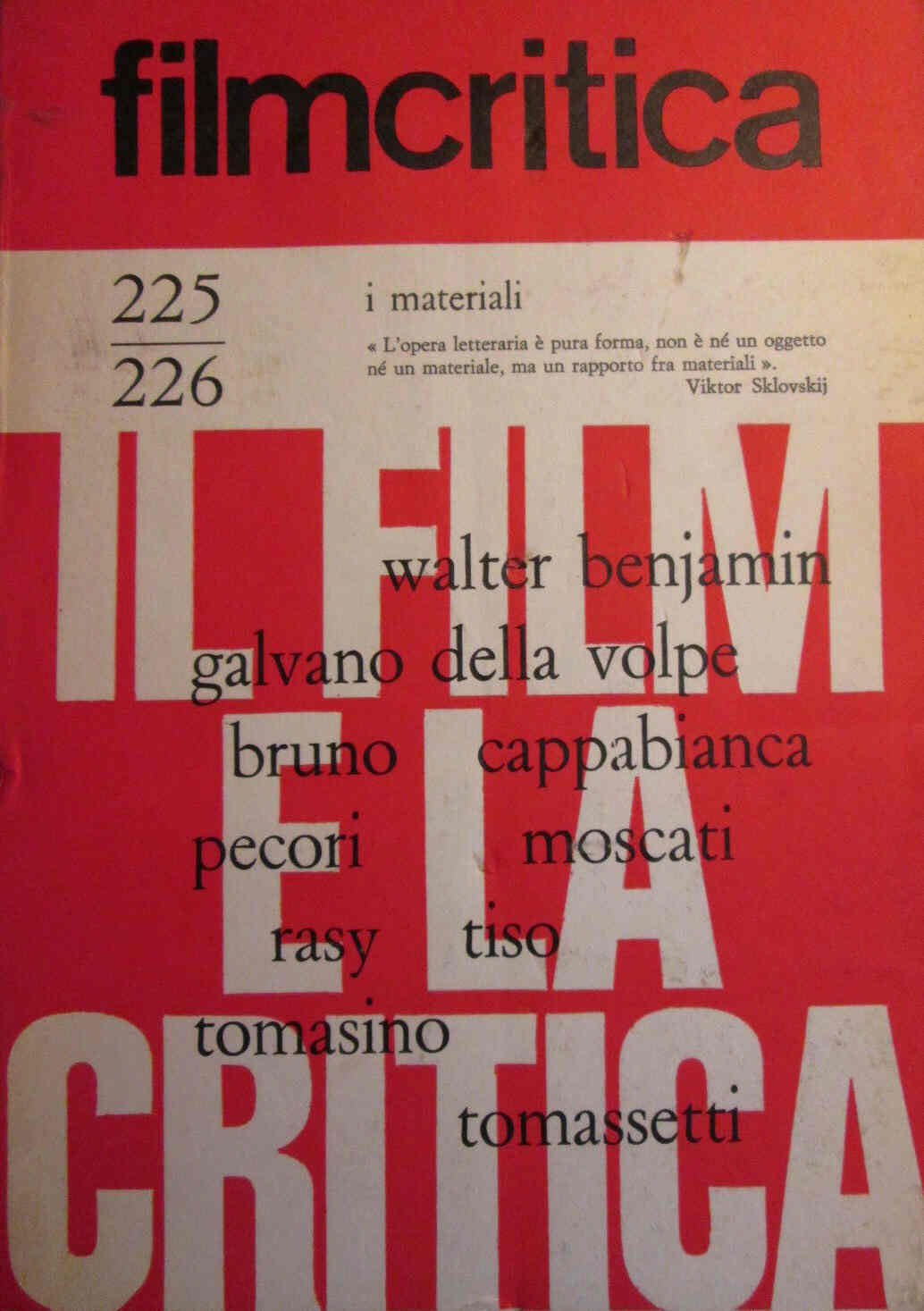 FILMCRITICA magazine side cover Issue 225/226  1972