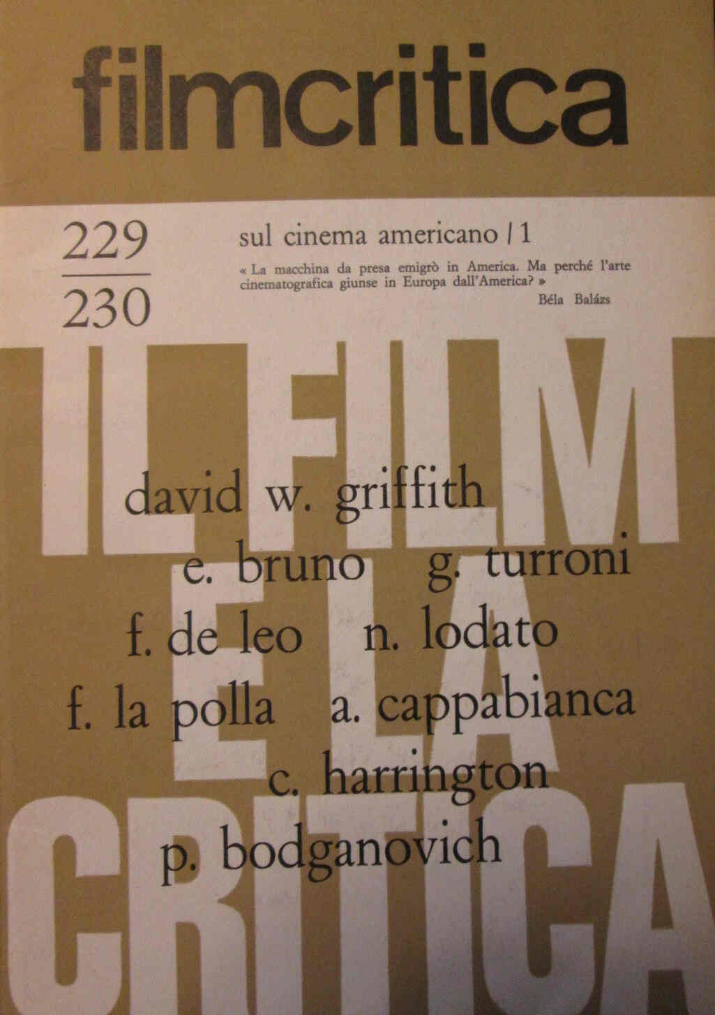 FILMCRITICA magazine side cover Issue 229/230  1972