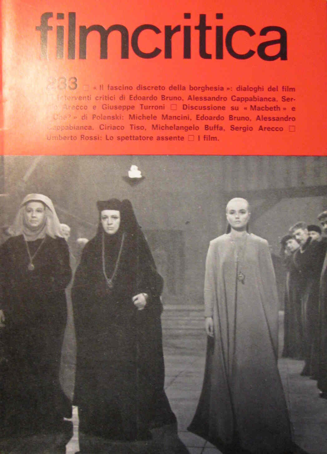 FILMCRITICA magazine side cover Issue 233  1973