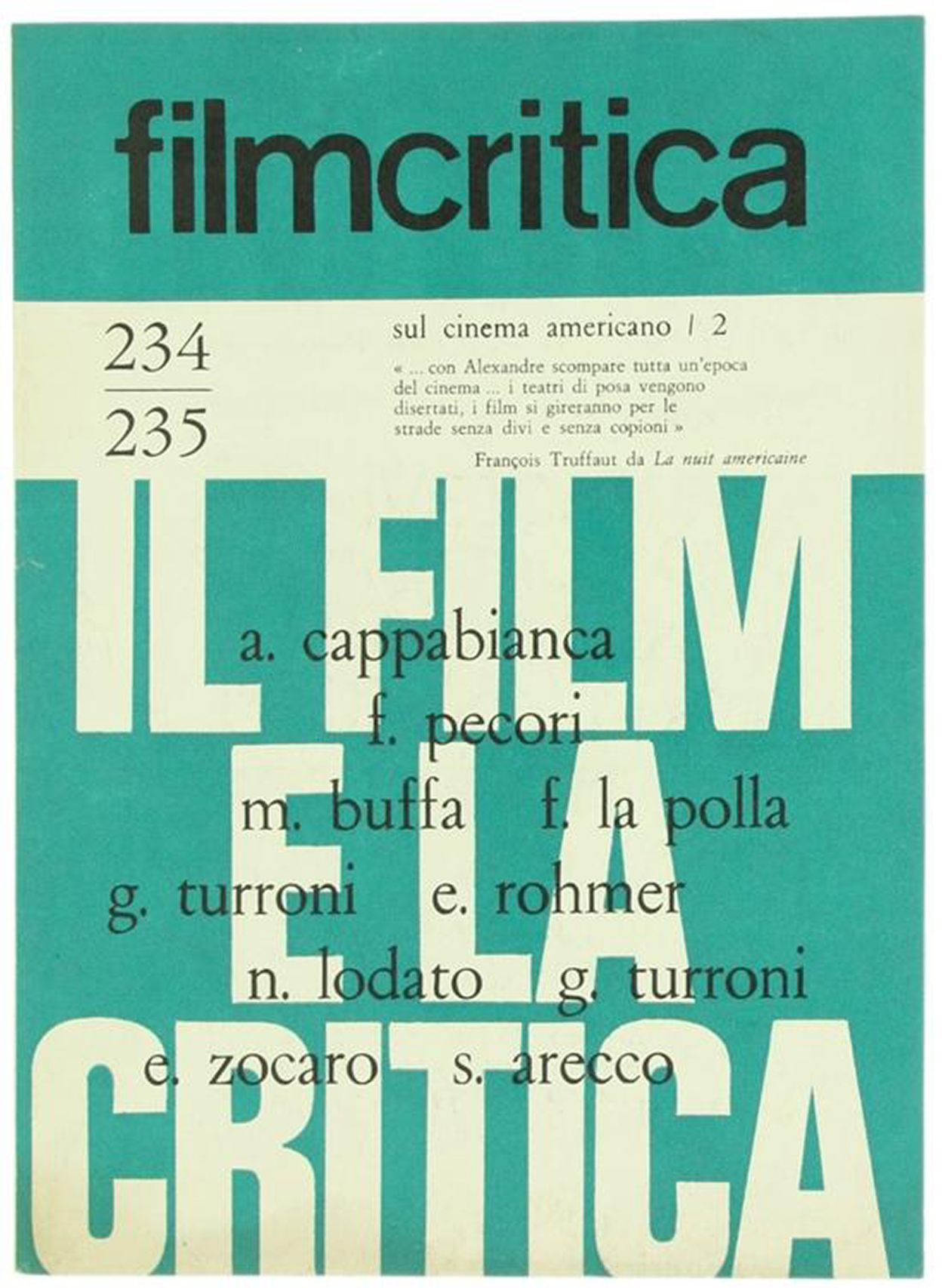 FILMCRITICA magazine side cover Issue 234/235  1973