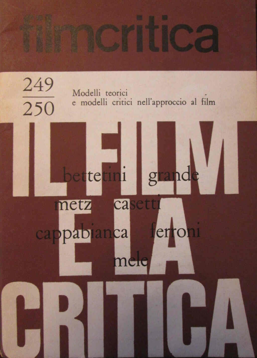 FILMCRITICA magazine side cover Issue 249/250  1974