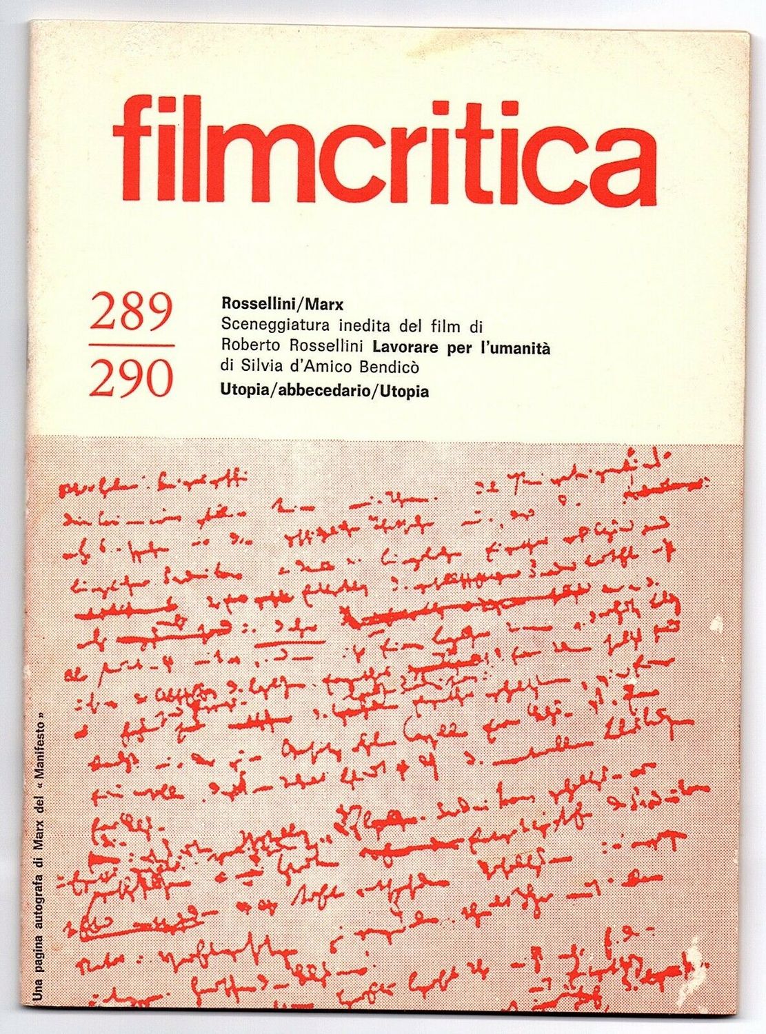 FILMCRITICA magazine side cover Issue 289-90  November/December 1978