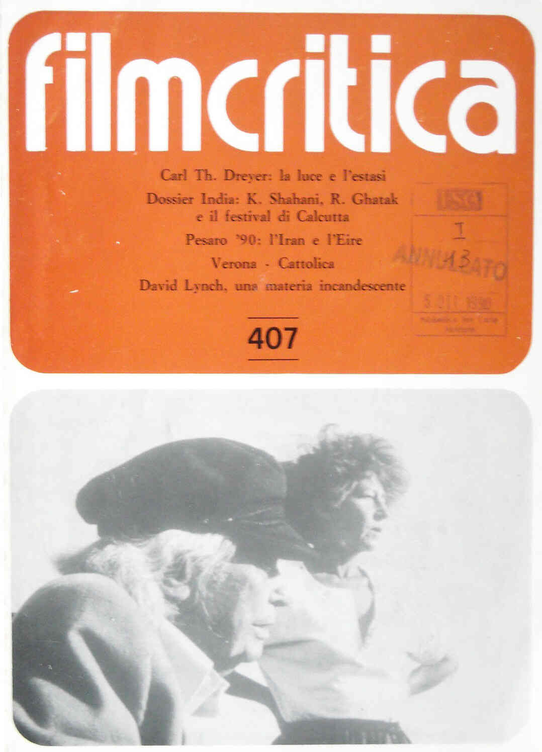FILMCRITICA magazine side cover Issue 407 July 1990