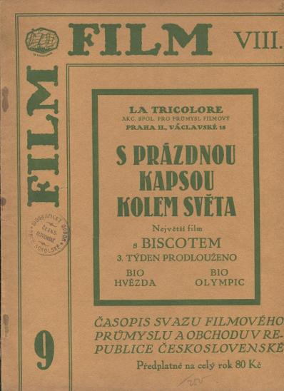 FILM (CZECHOSLOVAKIA) magazine side cover  Vol 8 No  9   1928