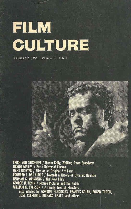 FILM CULTURE magazine side cover Issue 1  Vol 1 # 1 January 1955
