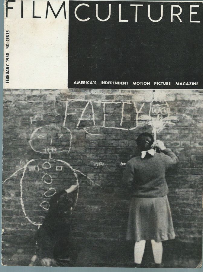 FILM CULTURE magazine side cover Issue 17 February 1958