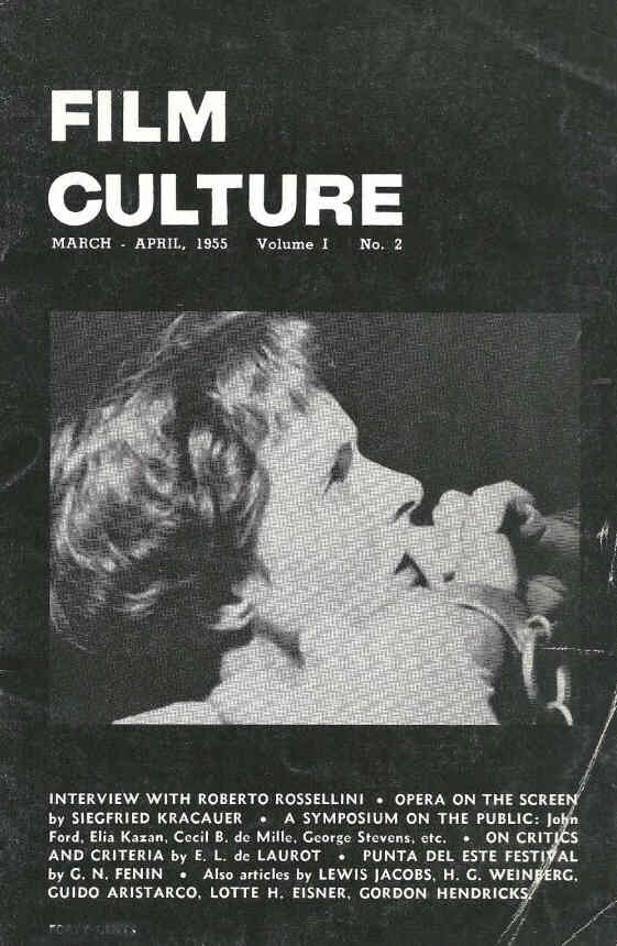 FILM CULTURE magazine side cover Issue 2  Vol 1 # 2 March/April 1955