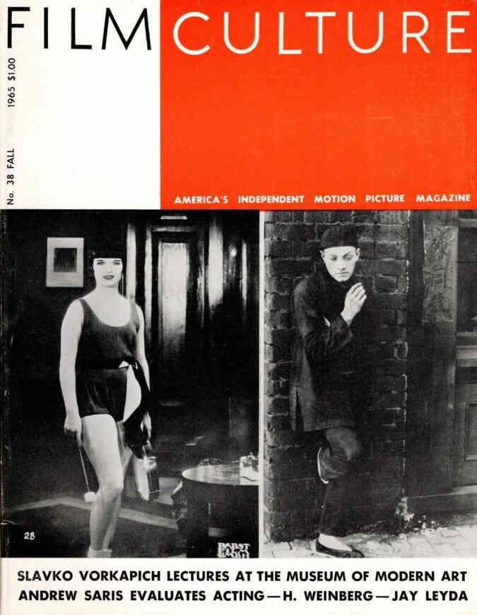 FILM CULTURE magazine side cover Issue 38 Fall 1965
