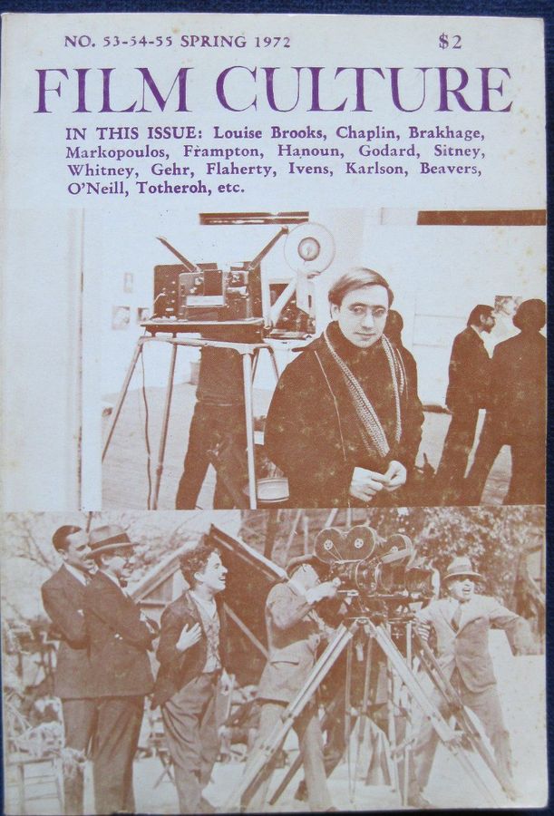 FILM CULTURE magazine side cover Issue 53-55  1972