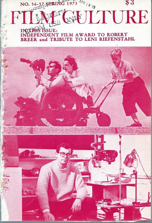 FILM CULTURE magazine side cover Issue 56/57  1973