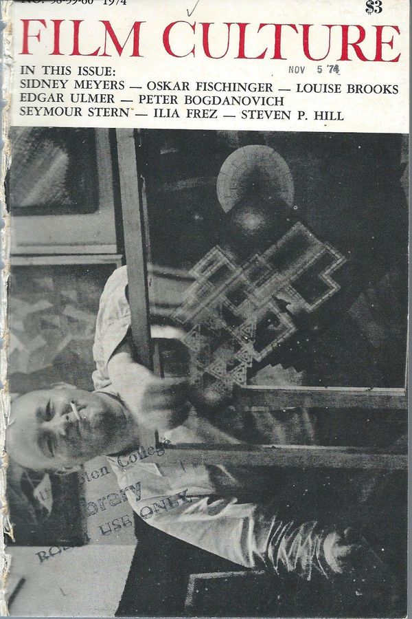 FILM CULTURE magazine side cover Issue 58-60  1974