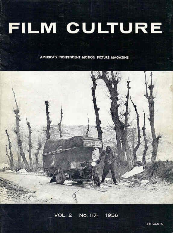 FILM CULTURE magazine side cover Issue 7  Vol 2 #1 Spring 1956