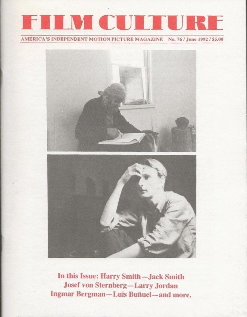 FILM CULTURE magazine side cover Issue 76 June 1992