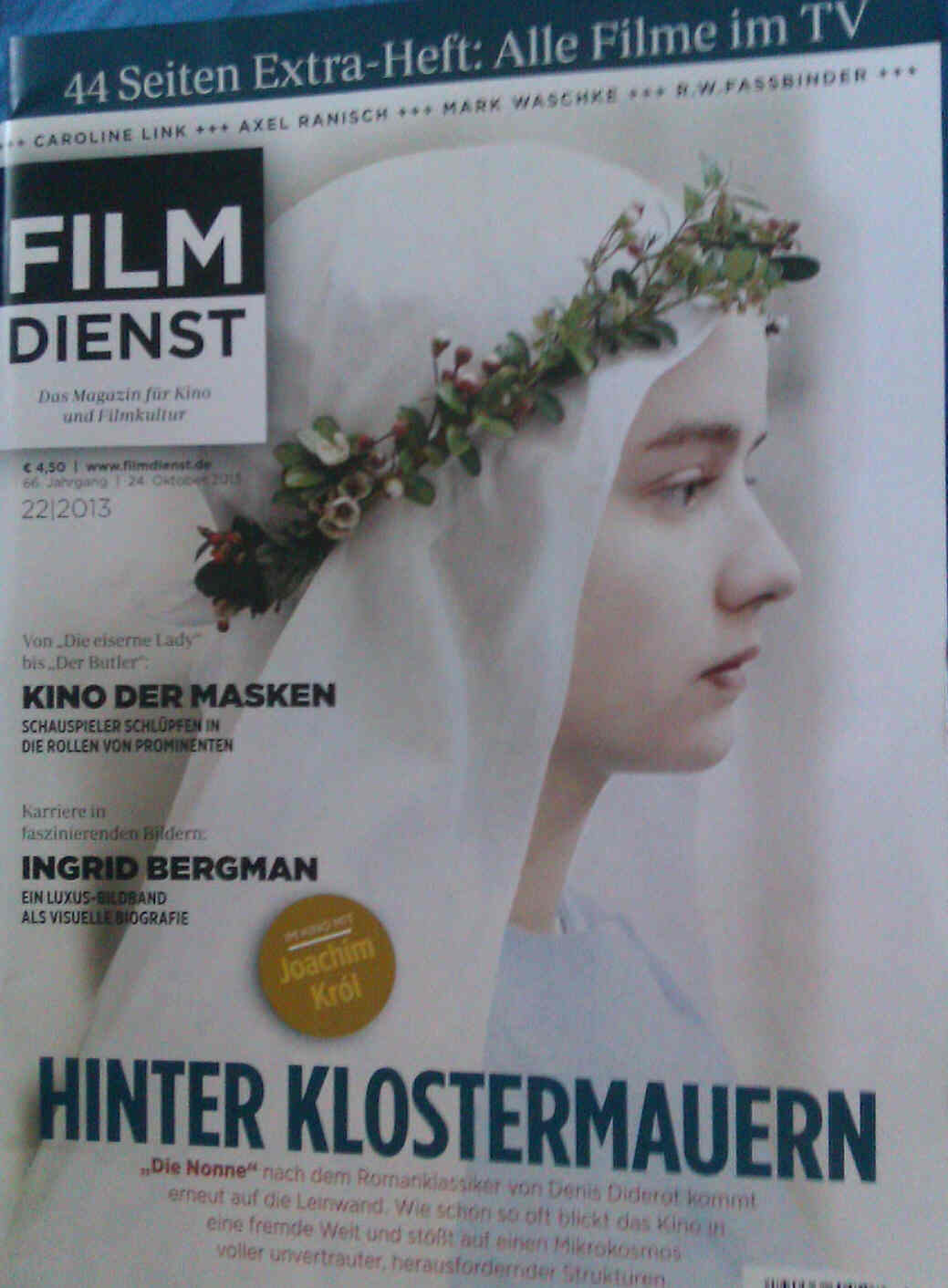 FILM DIENST magazine side cover Issue 22 24 October 2013