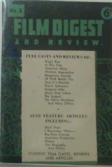 FILM DIGEST AND REVIEW magazine side cover Issue 2   1945