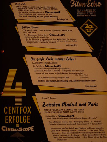 FILM-ECHO FILMWOCHE magazine side cover Issue 40 30 October 1957