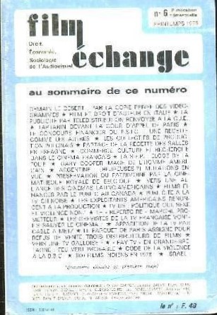 FILM ECHANGE magazine side cover Issue 6 Spring 1979