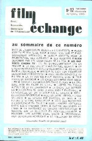 FILM ECHANGE magazine side cover Issue 12 Autumn 1980