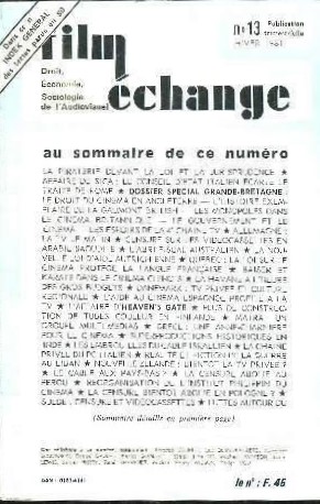 FILM ECHANGE magazine side cover Issue 13 Winter 1981