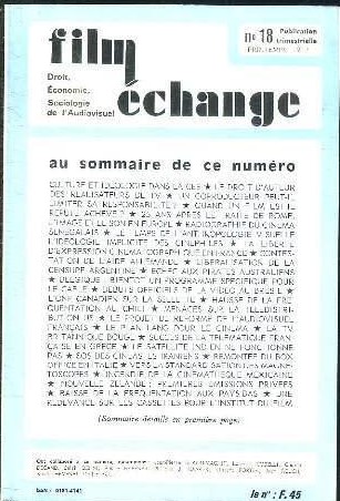FILM ECHANGE magazine side cover Issue 18 Spring 1982