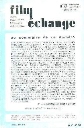 FILM ECHANGE magazine side cover Issue 24 Autumn 1983