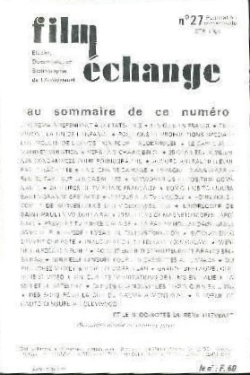 FILM ECHANGE magazine side cover Issue 27 Summer 1984
