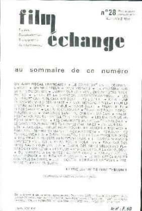FILM ECHANGE magazine side cover Issue 28 Autumn 1984