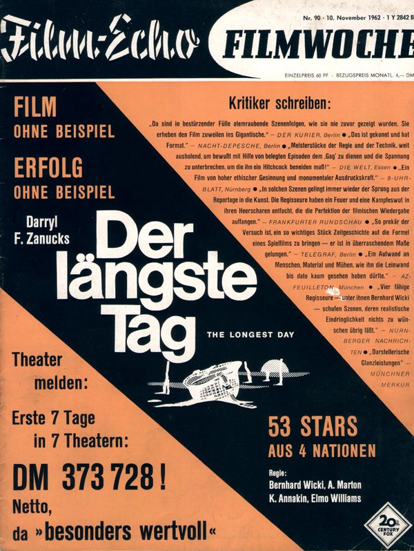 FILM-ECHO FILMWOCHE magazine side cover Issue 90 10 November 1962