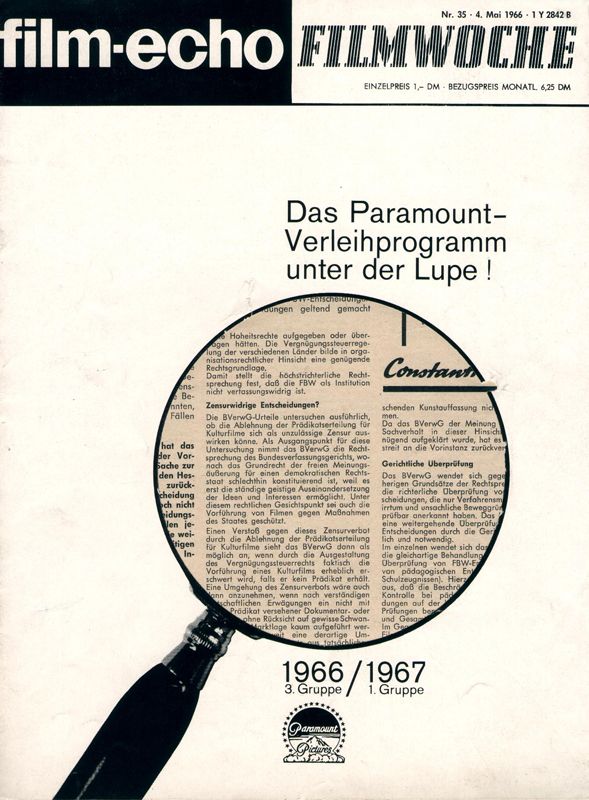 FILM-ECHO FILMWOCHE magazine side cover Issue 35 4 May 1966