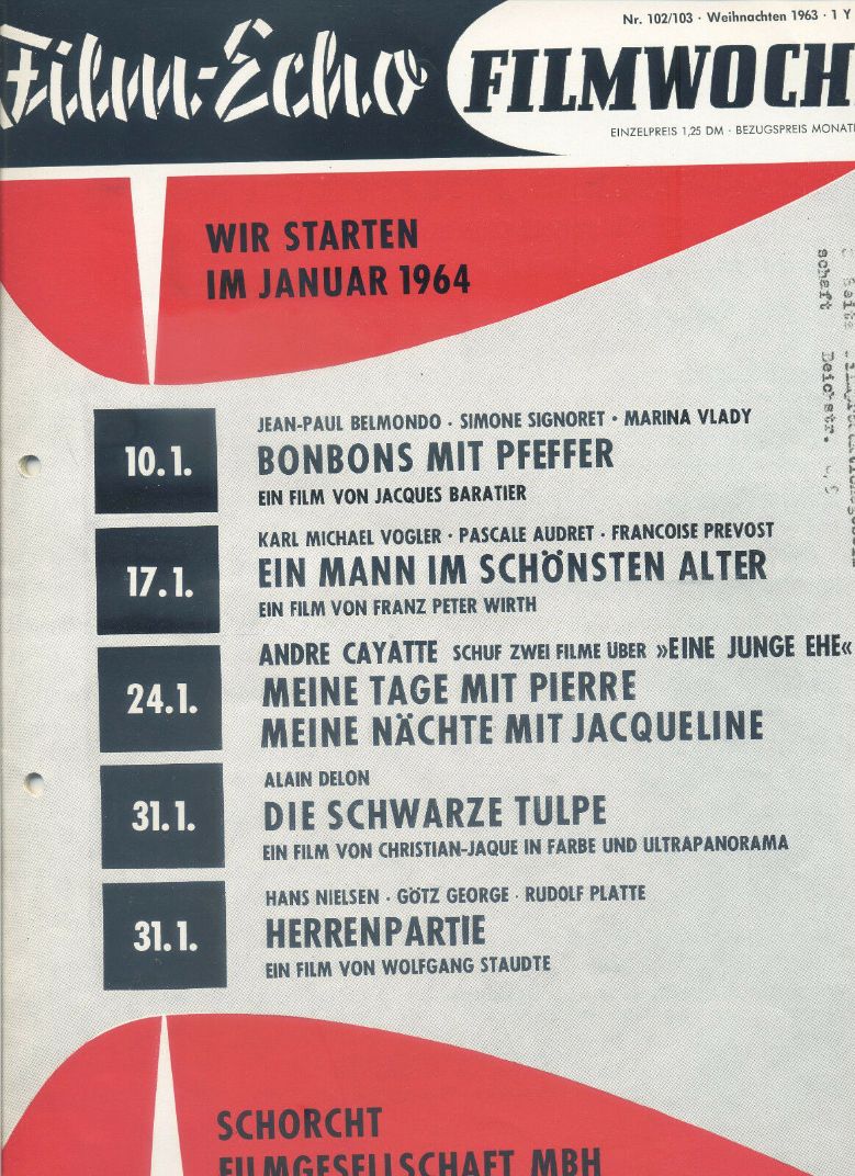 FILM-ECHO FILMWOCHE magazine side cover Issue 102-103 7 September 1963