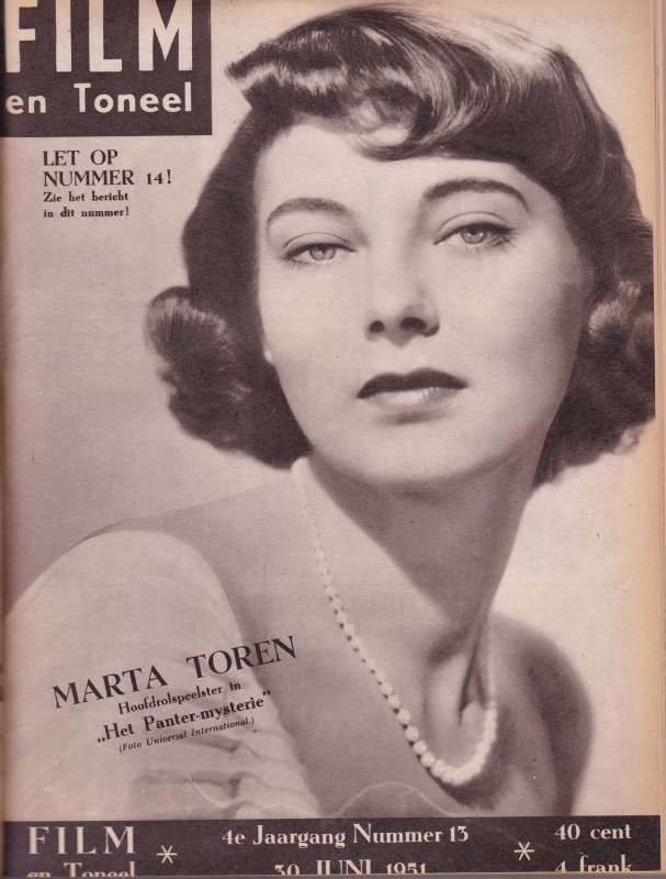 FILM EN TONEEL magazine side cover  Vol 4 No  13 30 June 1951
