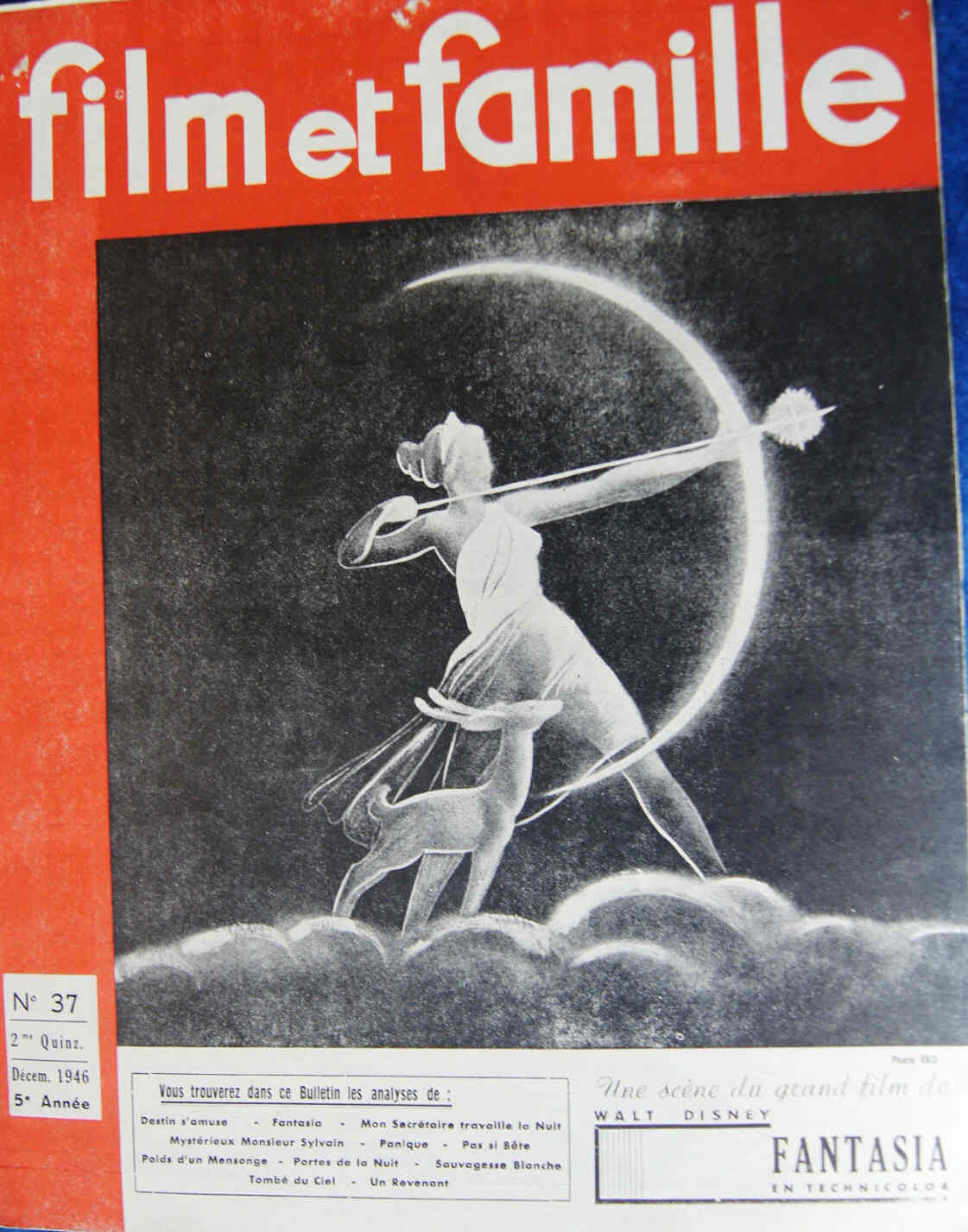 FILM ET FAMILLE magazine side cover Issue 37 December 1946