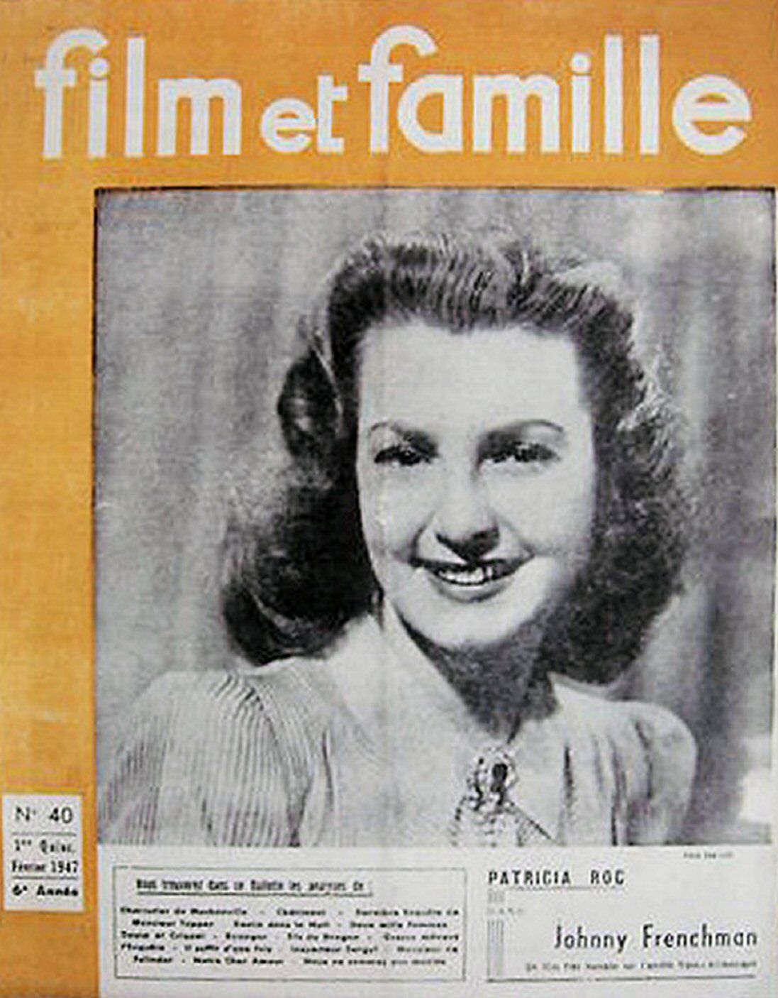 FILM ET FAMILLE magazine side cover Issue 40  February 1947