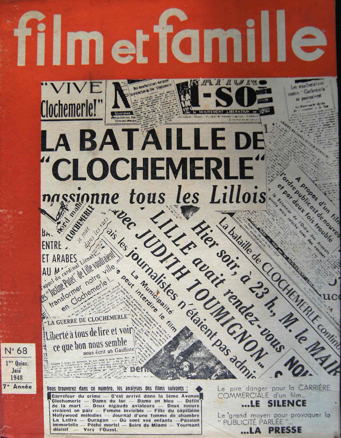FILM ET FAMILLE magazine side cover Issue 68 June 1948