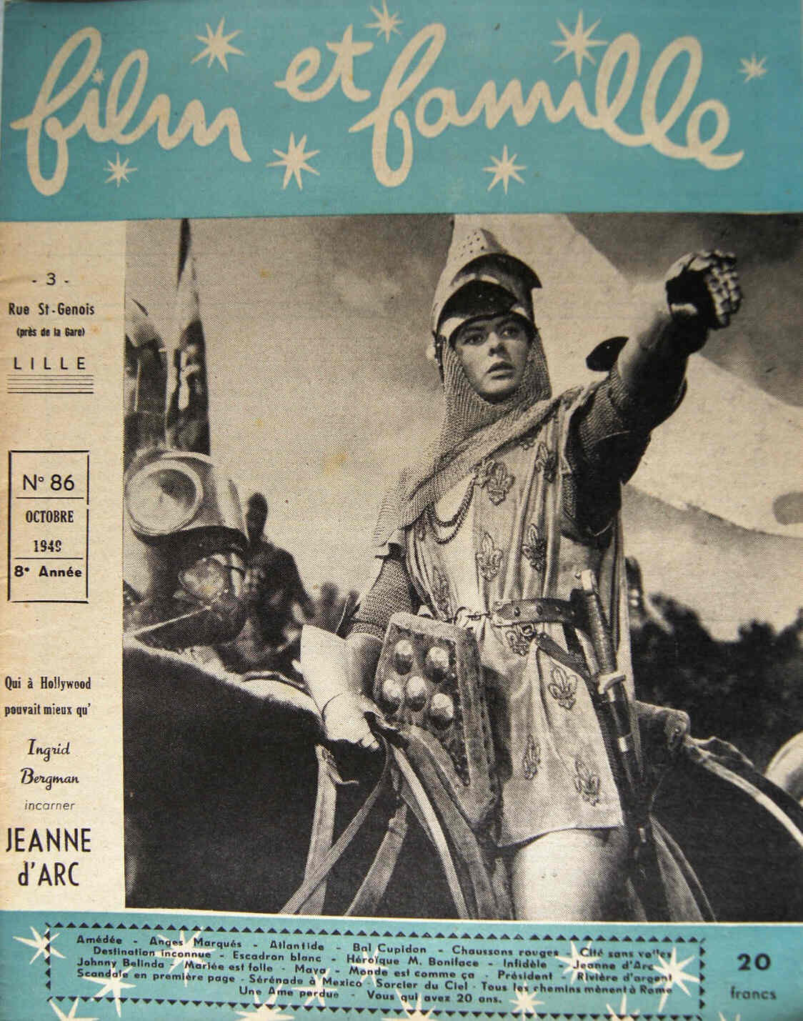 FILM ET FAMILLE magazine side cover Issue 86 October 1949