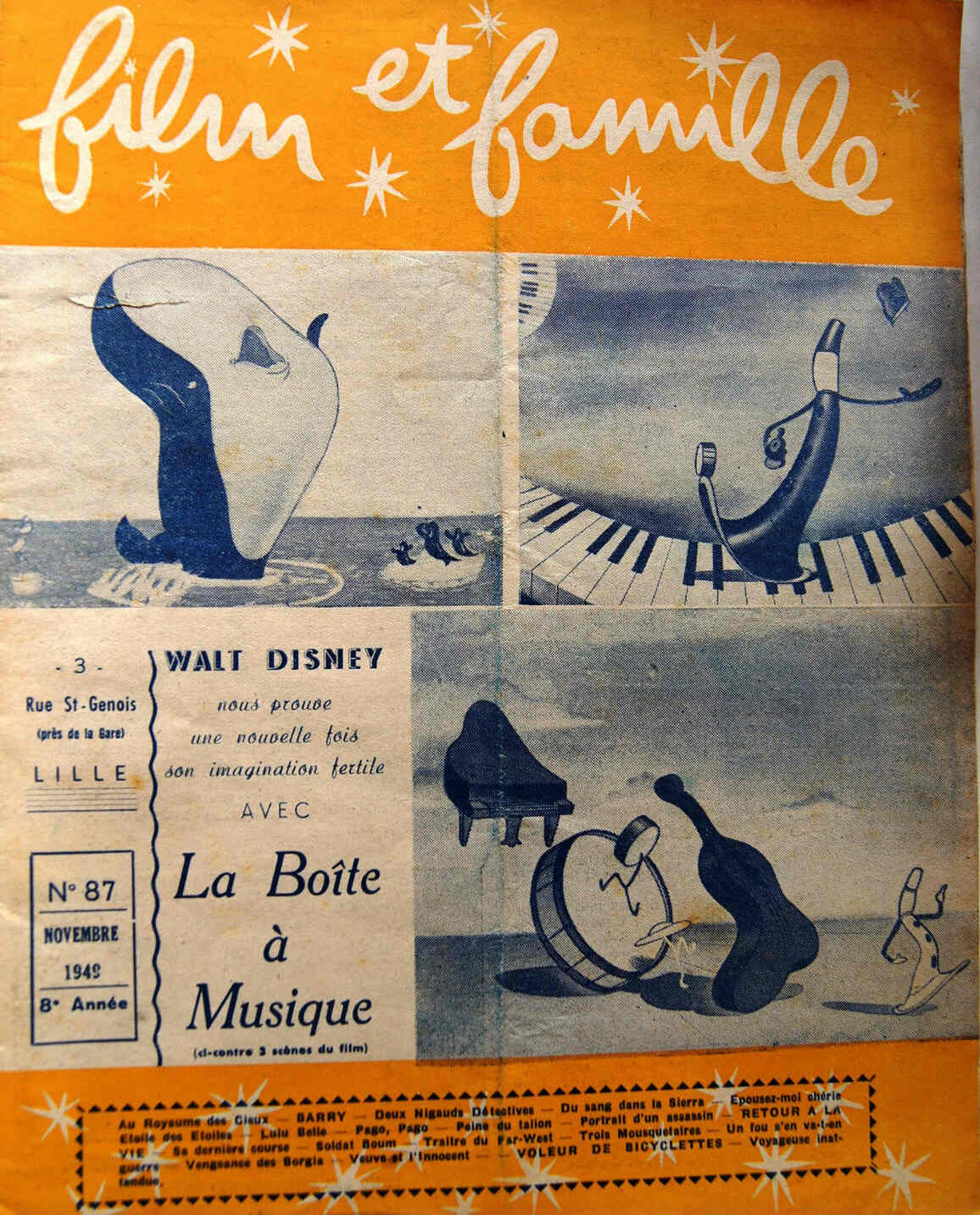 FILM ET FAMILLE magazine side cover Issue 87 November 1949