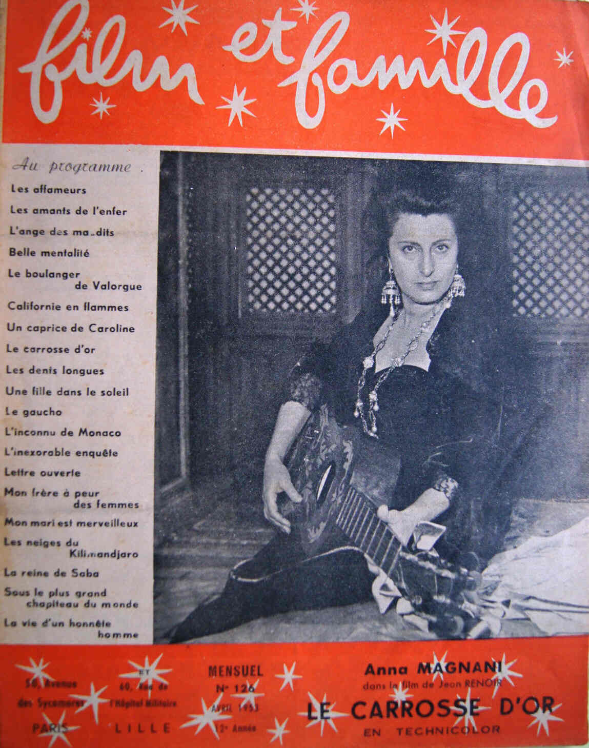 FILM ET FAMILLE magazine side cover Issue 126 April 1953