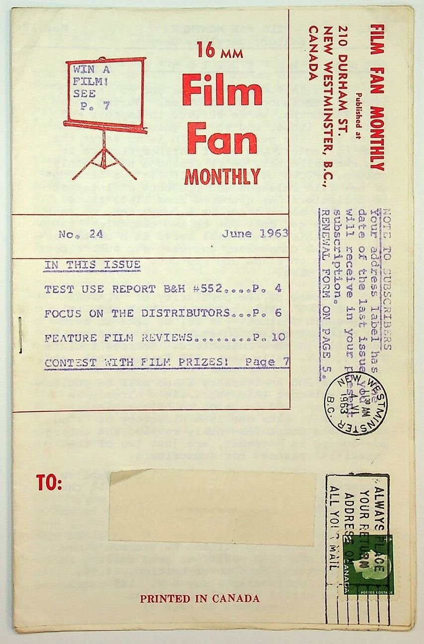 FILM FAN MONTHLY magazine side cover Issue 24  June 1963