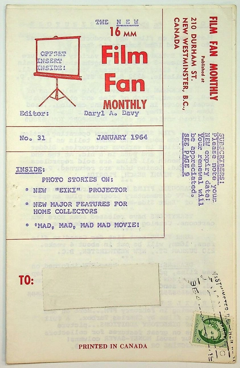 FILM FAN MONTHLY magazine side cover Issue 31  January 1964