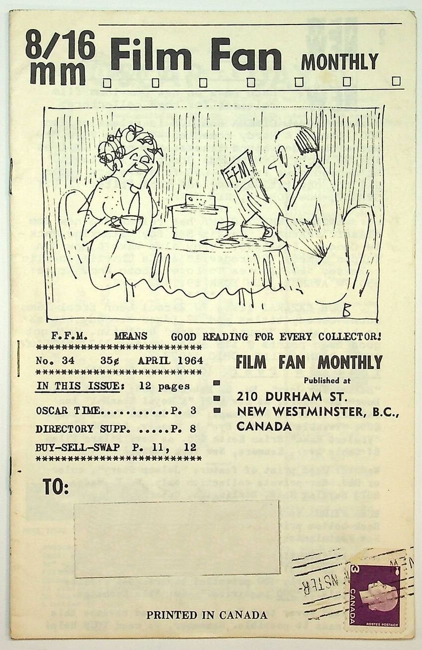 FILM FAN MONTHLY magazine side cover Issue 34  April 1964