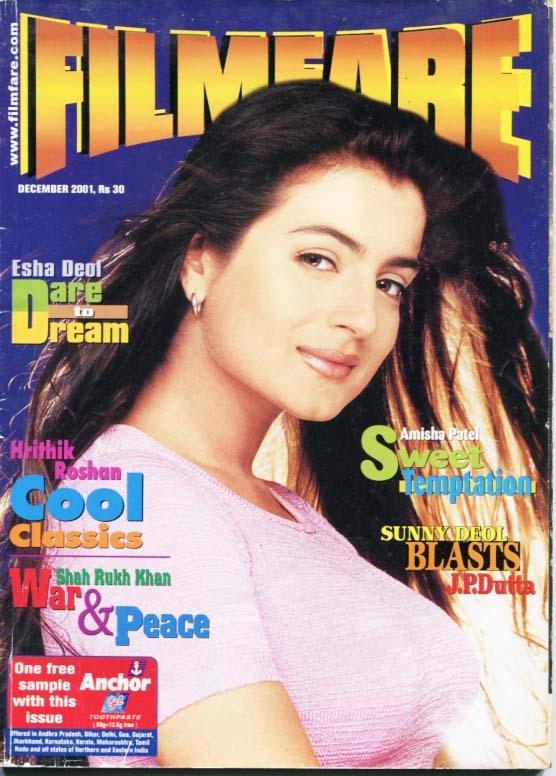 FILMFARE magazine side cover December 2001